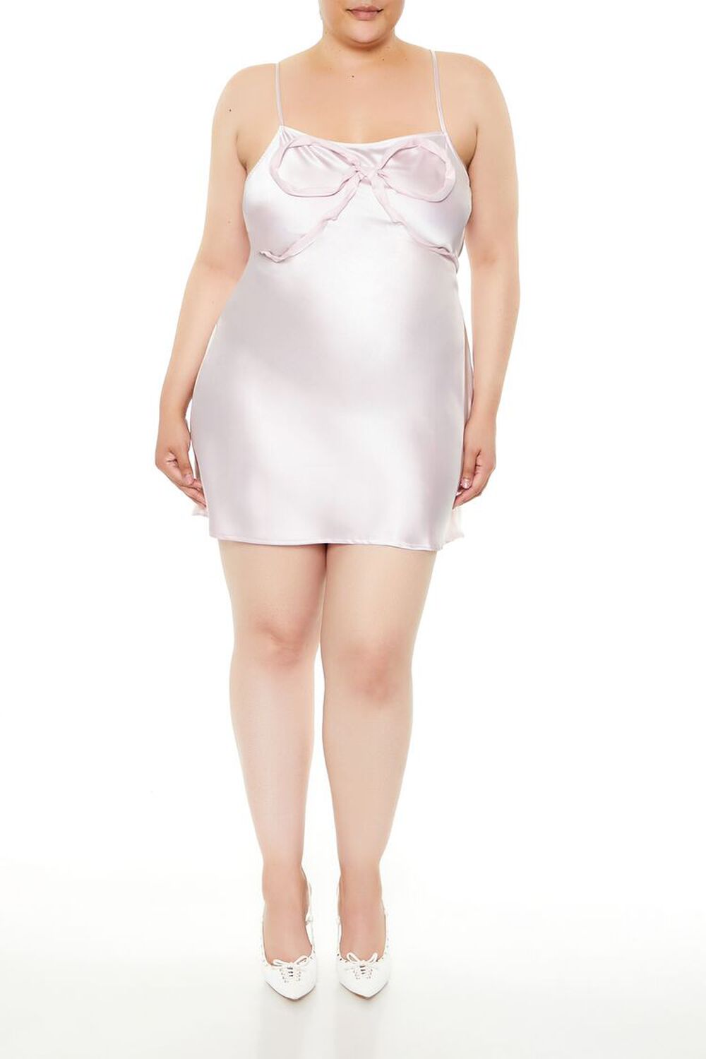 Женское Повседневное Платье FOREVER21 Plus Size Satin Bow Mini Slip FOREVER21