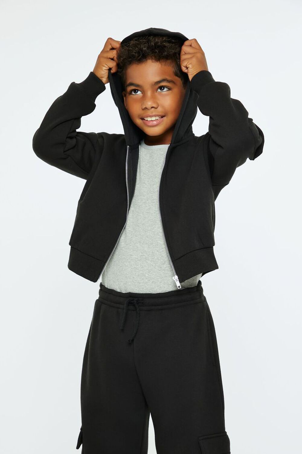 Girls Cargo Zip-Up Hoodie (Kids) FOREVER21