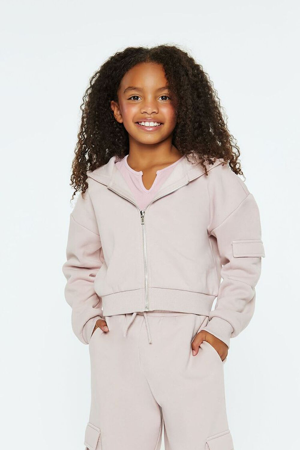 Girls Cargo Zip-Up Hoodie (Kids) FOREVER21