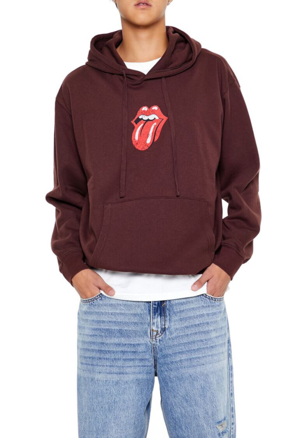 Худи с графикой Rolling Stones, шнуровкой на капюшоне и карманом-кенгуру Forever21