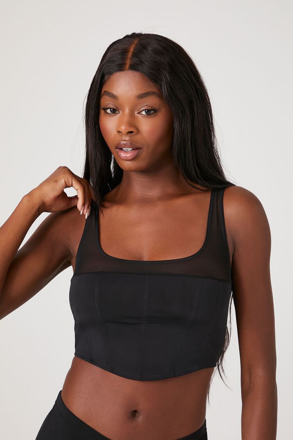 Mesh Cropped Lingerie Corset FOREVER21