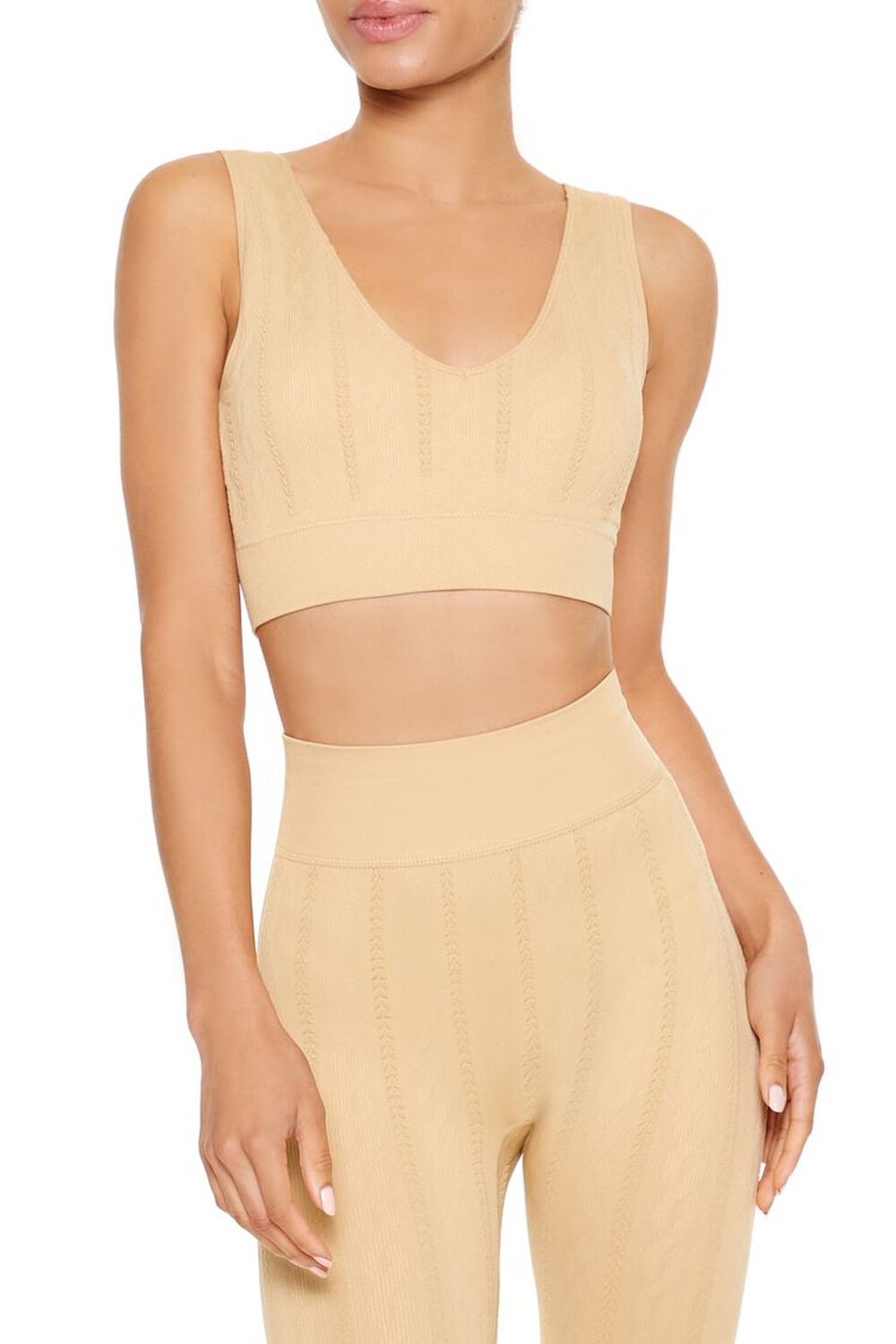 Seamless Cable Knit Sports Bra FOREVER21