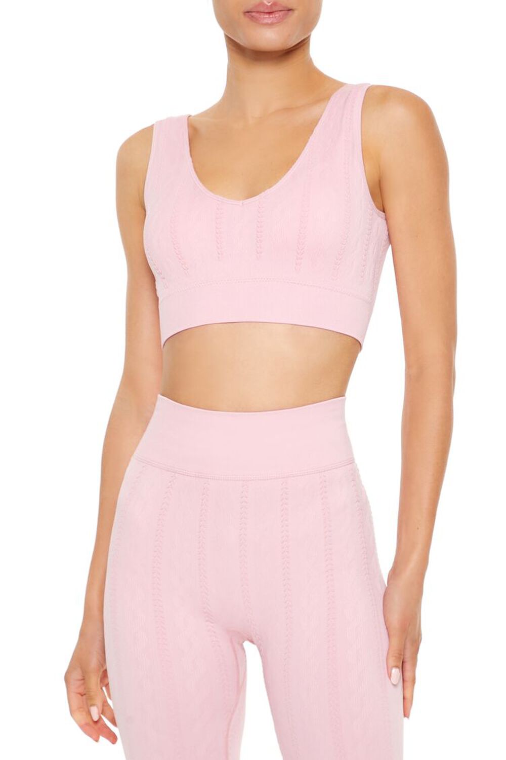 Seamless Cable Knit Sports Bra FOREVER21