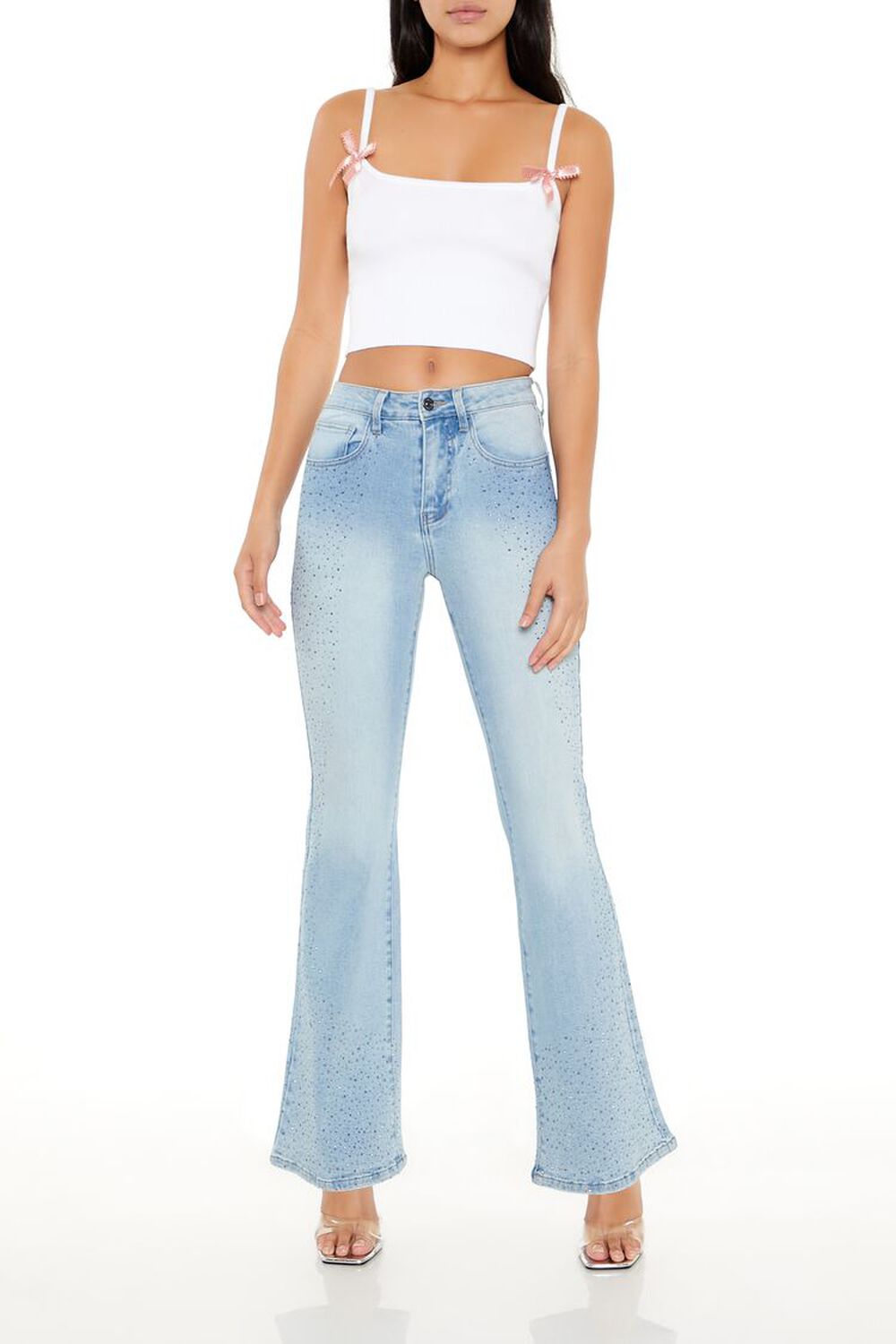 Женские Джинсы bootcut FOREVER21 Rhinestone High-Rise Flare FOREVER21