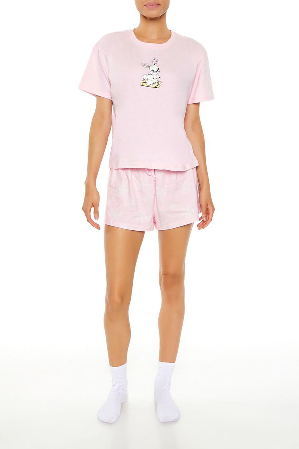 Bunny Tee & Shorts Pajama Set FOREVER21