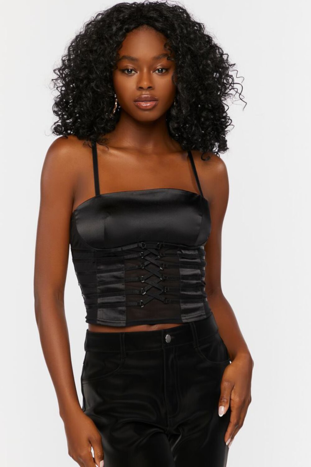 Женский Топ на бретелях FOREVER21 Strappy Satin Cropped Cami FOREVER21