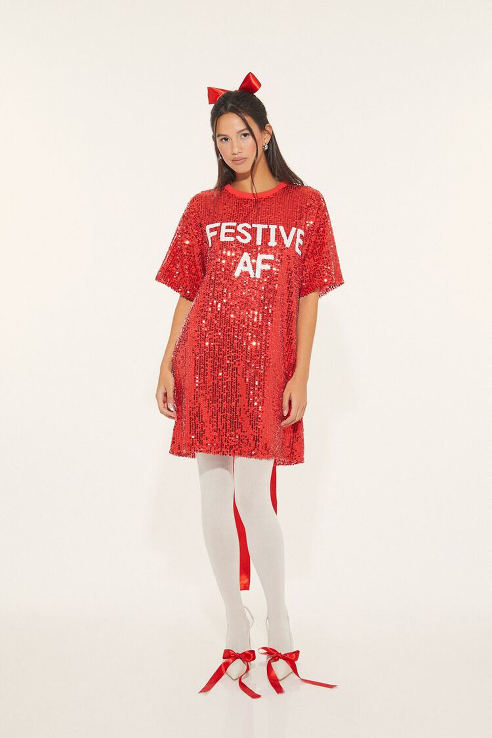 Женское Платья футболки-рубашки FOREVER21 Sequin Festive Af FOREVER21