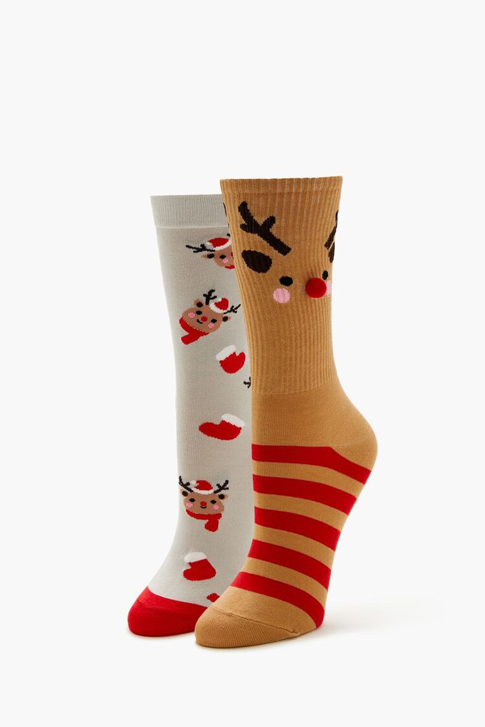 Reindeer Pom Pom Crew Socks - 2 Pack FOREVER21