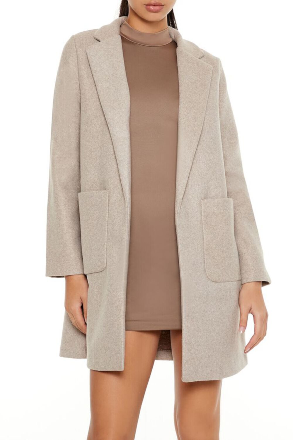 Notched Open-Front Trench Coat FOREVER21