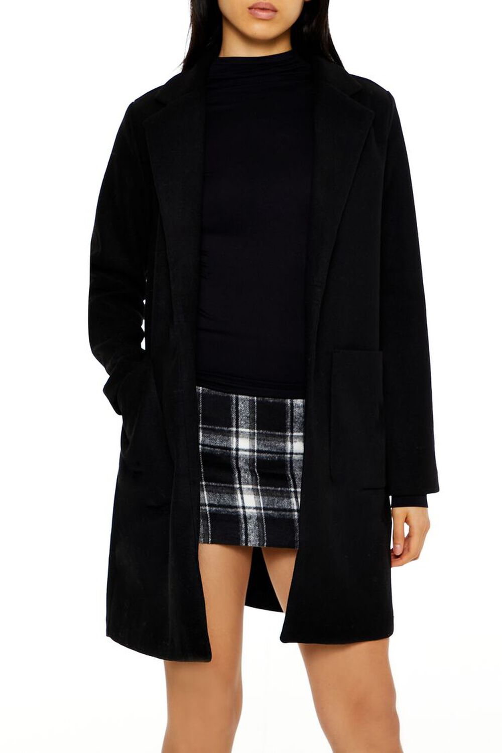 Notched Open-Front Trench Coat FOREVER21