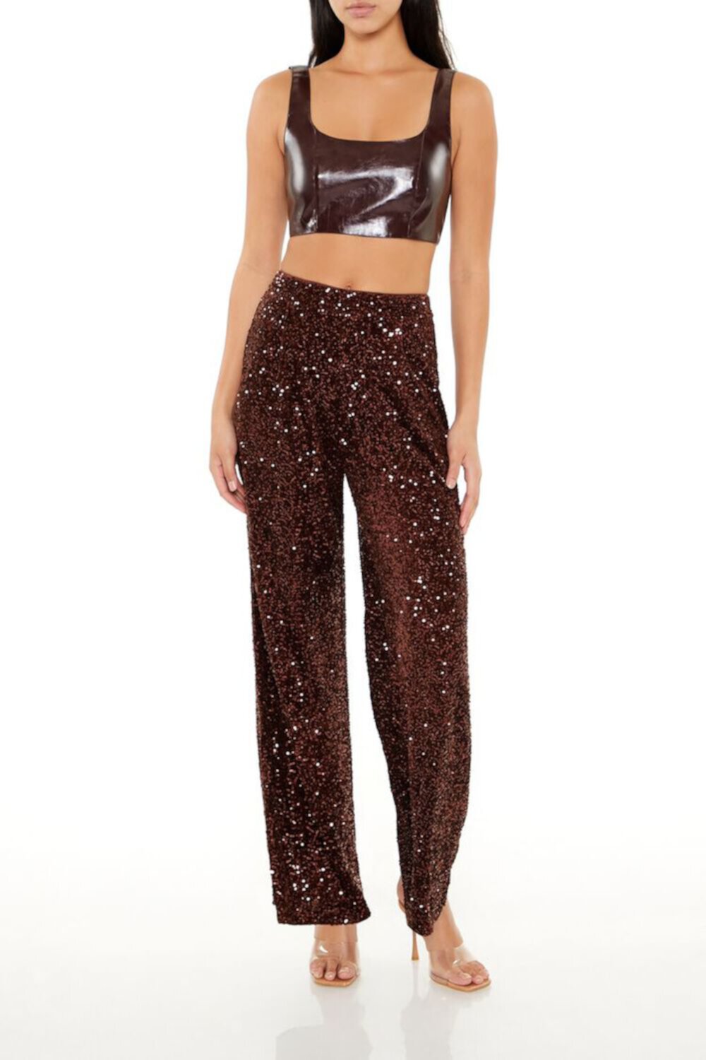 Sequin Velvet High-Rise Pants FOREVER21