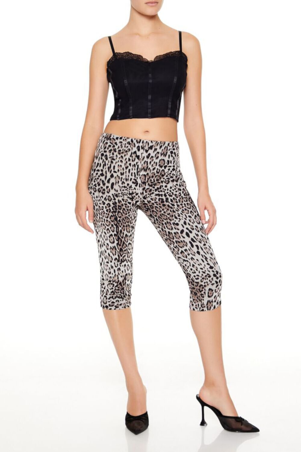 Женские Леггинсы FOREVER21 Leopard Print Capri Leggings FOREVER21