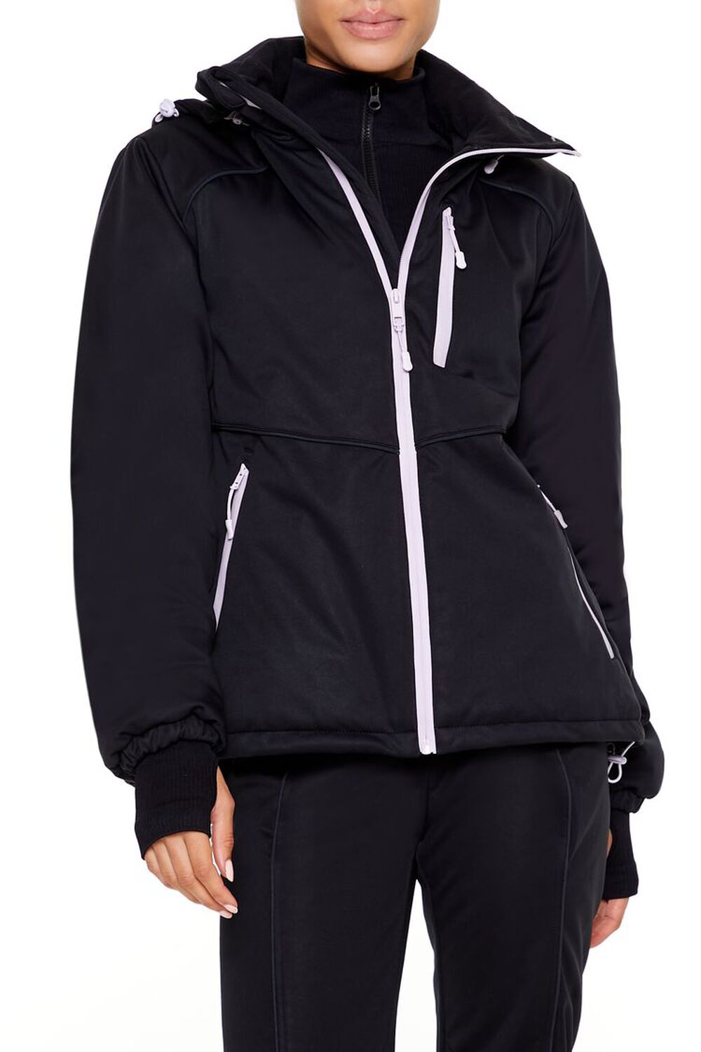 Женская Повседневная Куртка FOREVER21 Active Hooded Waterproof Ski Jacket FOREVER21