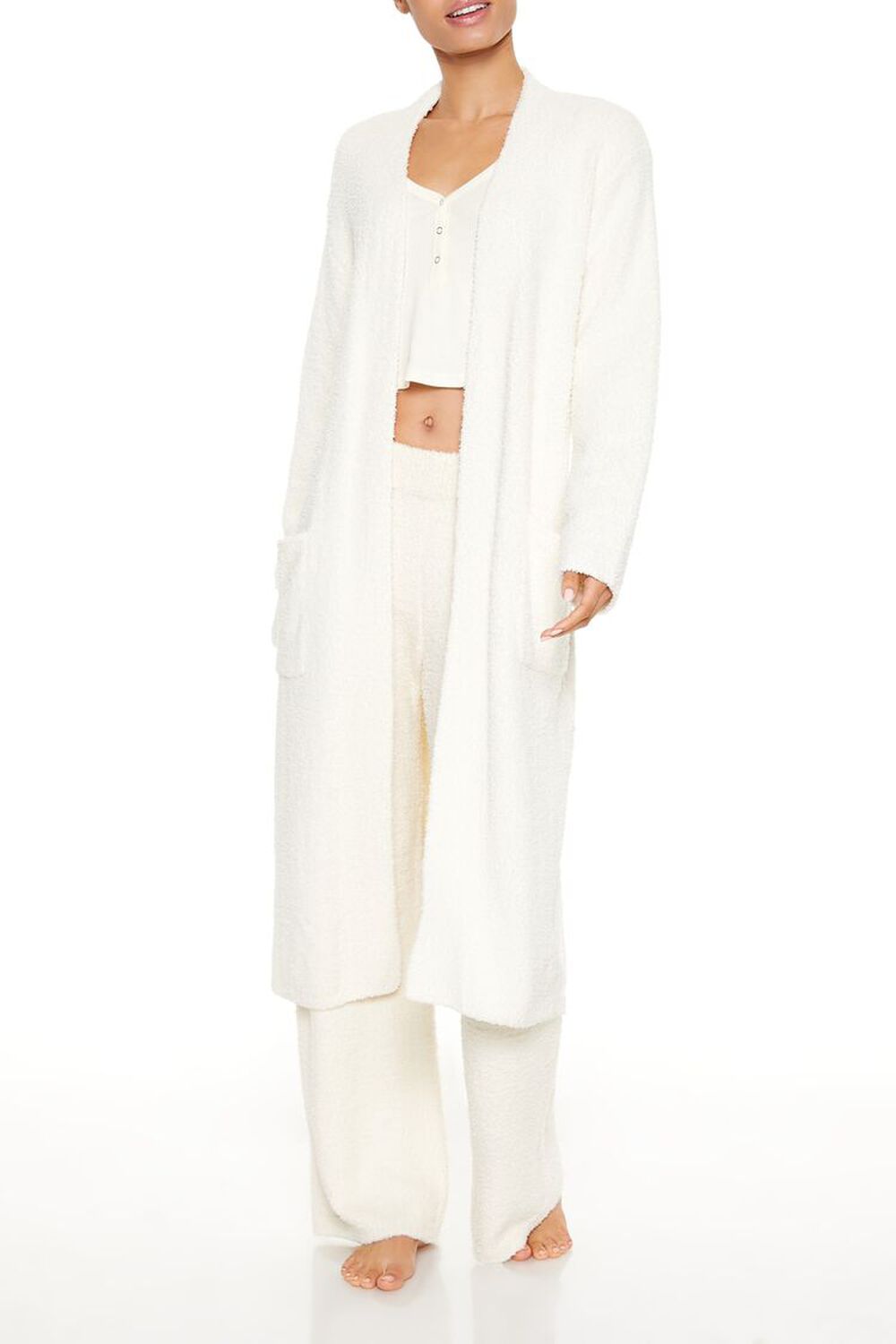 Plush Longline Pajama Robe FOREVER21