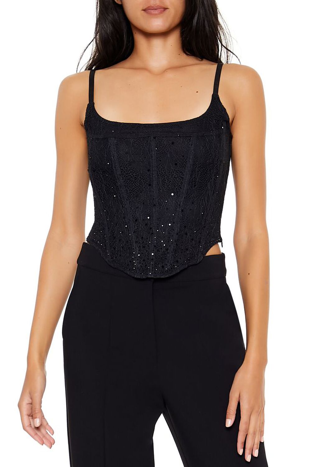 Lace Rhinestone Corset Cami FOREVER21