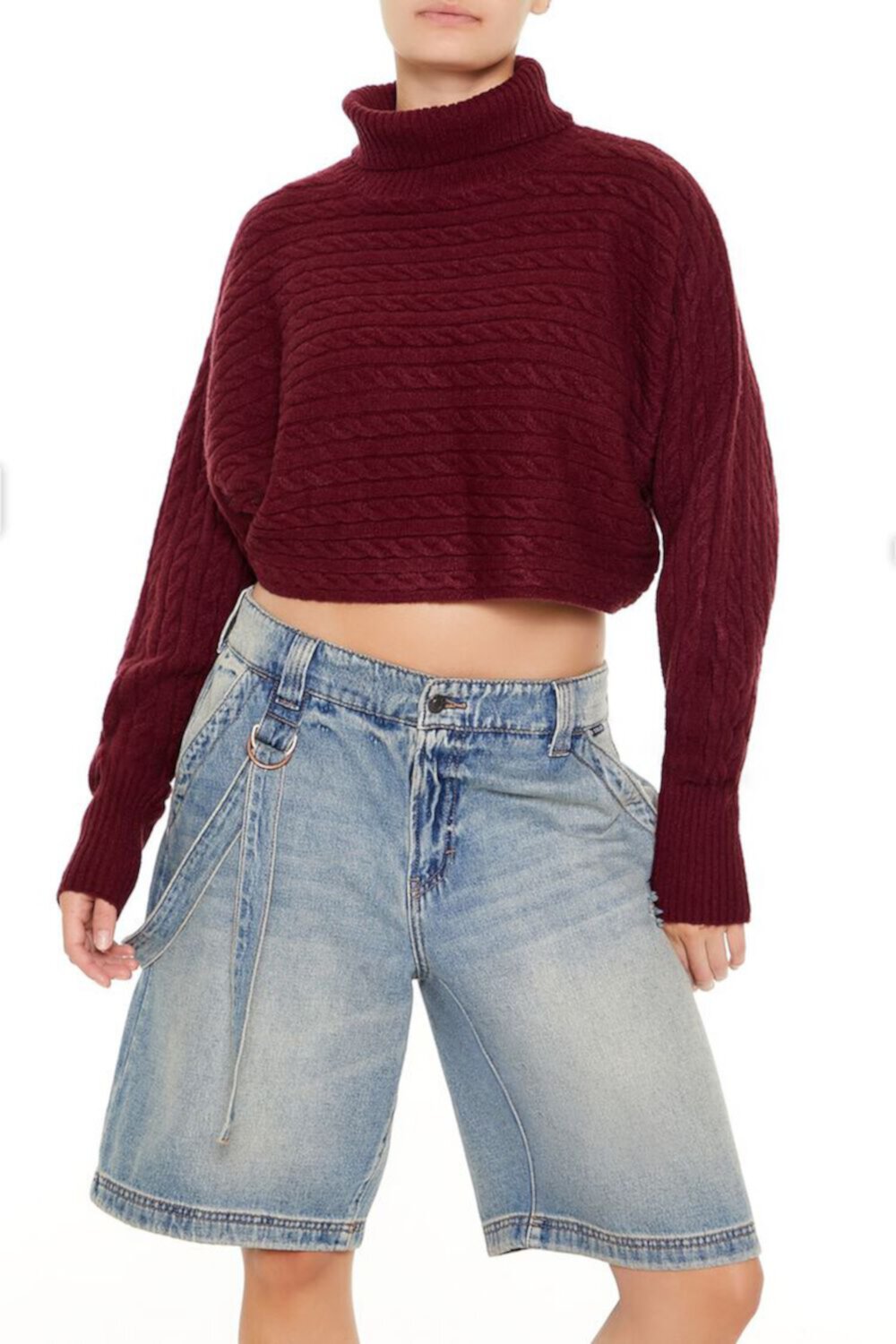 Женская Водолазка FOREVER21 Cable Knit Turtleneck Sweater FOREVER21