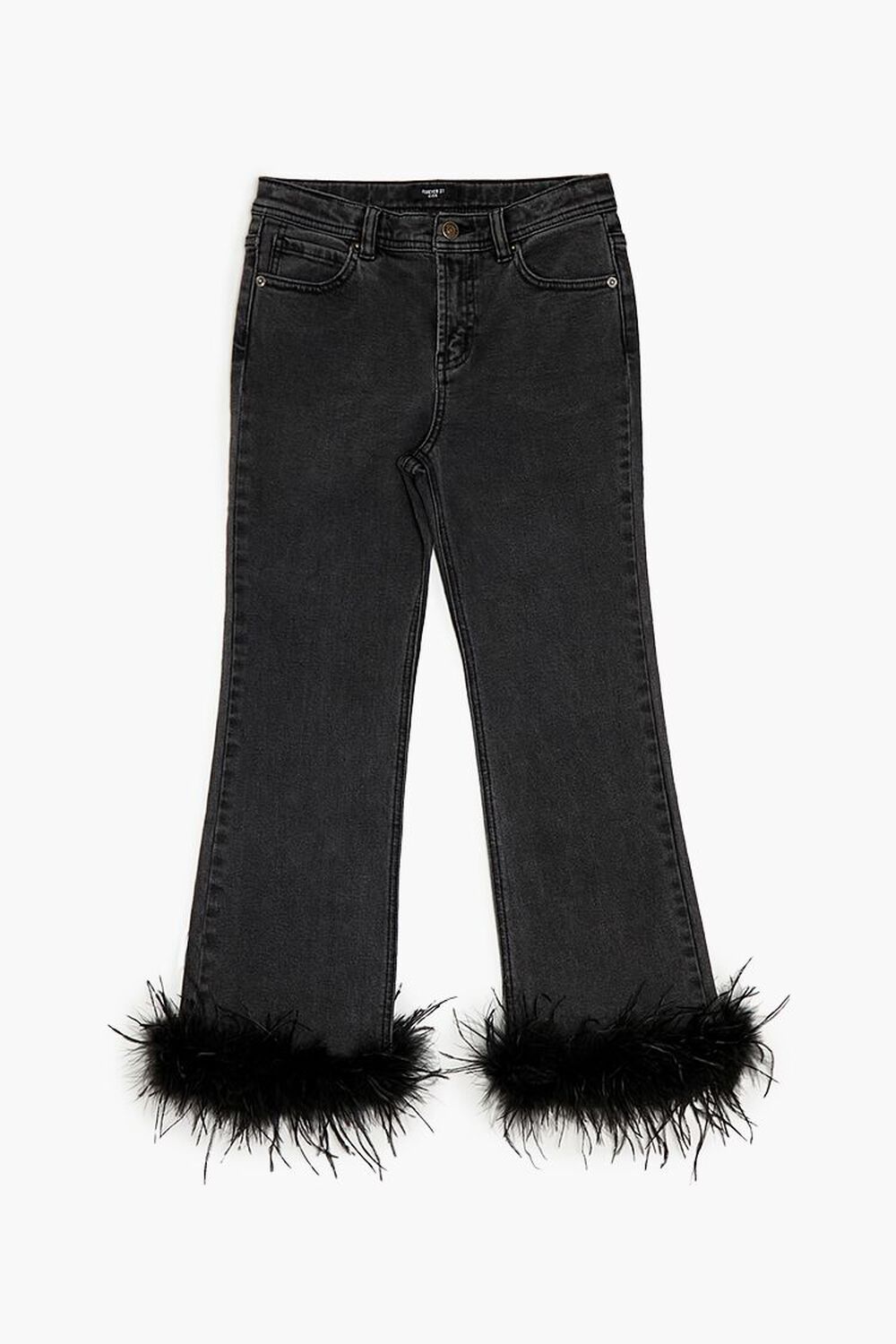 Girls Faux Feather Jeans (Kids) FOREVER21