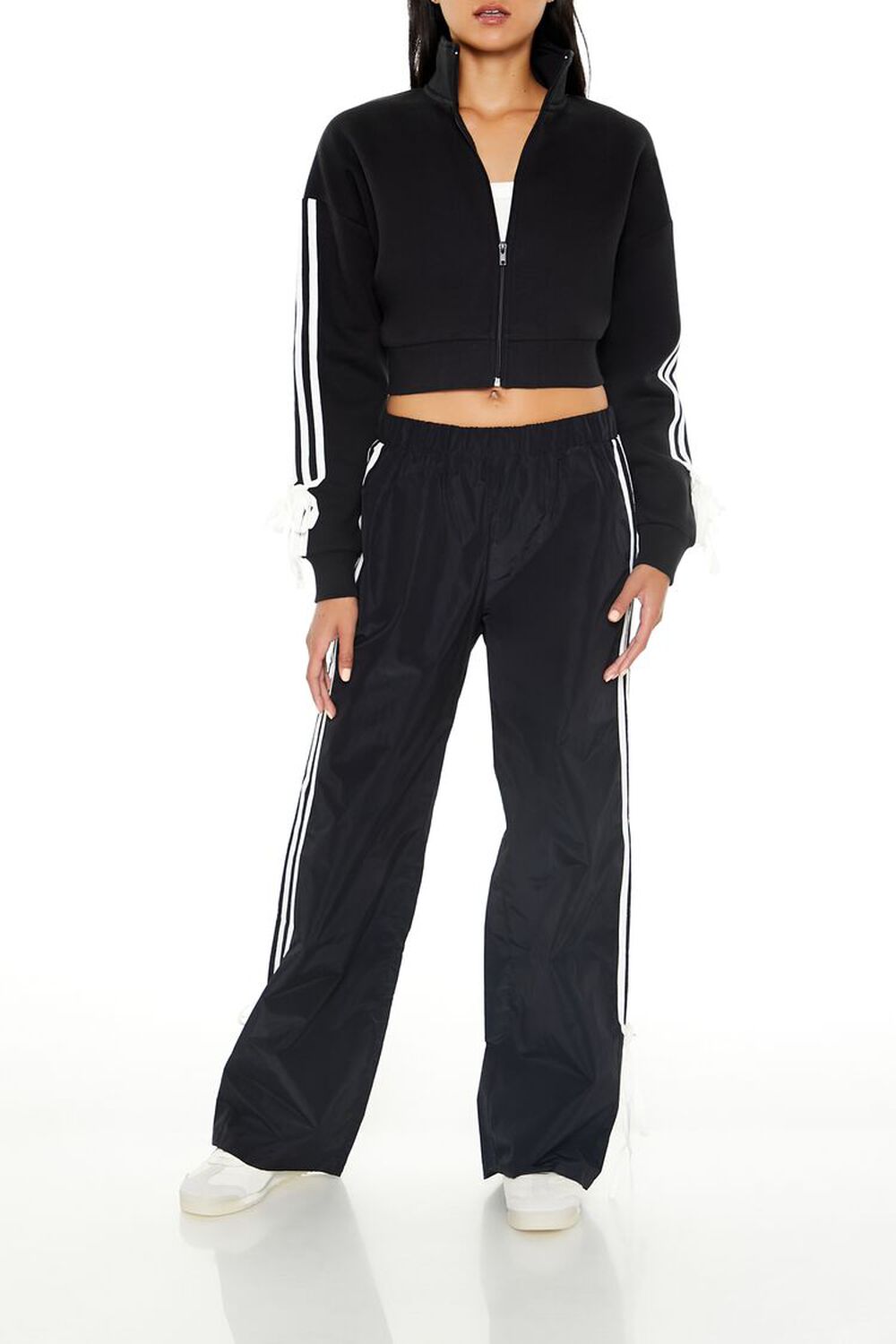 Mid-Rise Striped Bow Sweatpants FOREVER21