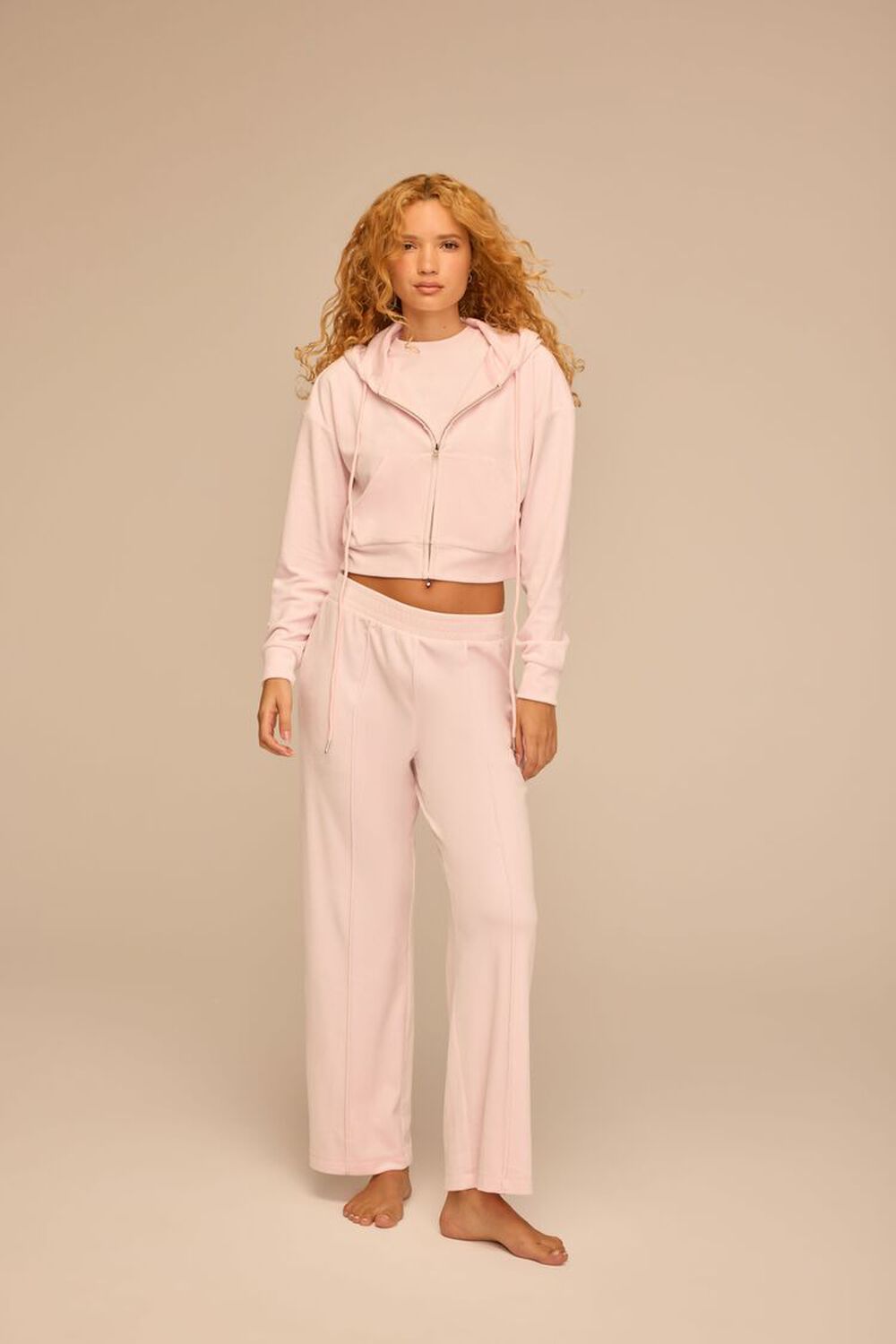 Velour Mid-Rise Wide-Leg Pants FOREVER21