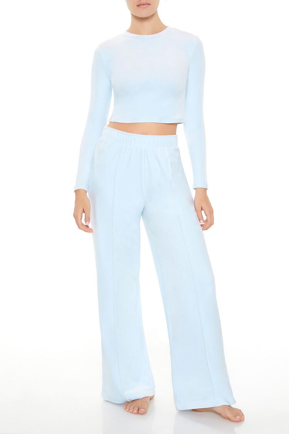 Velour Mid-Rise Wide-Leg Pants FOREVER21