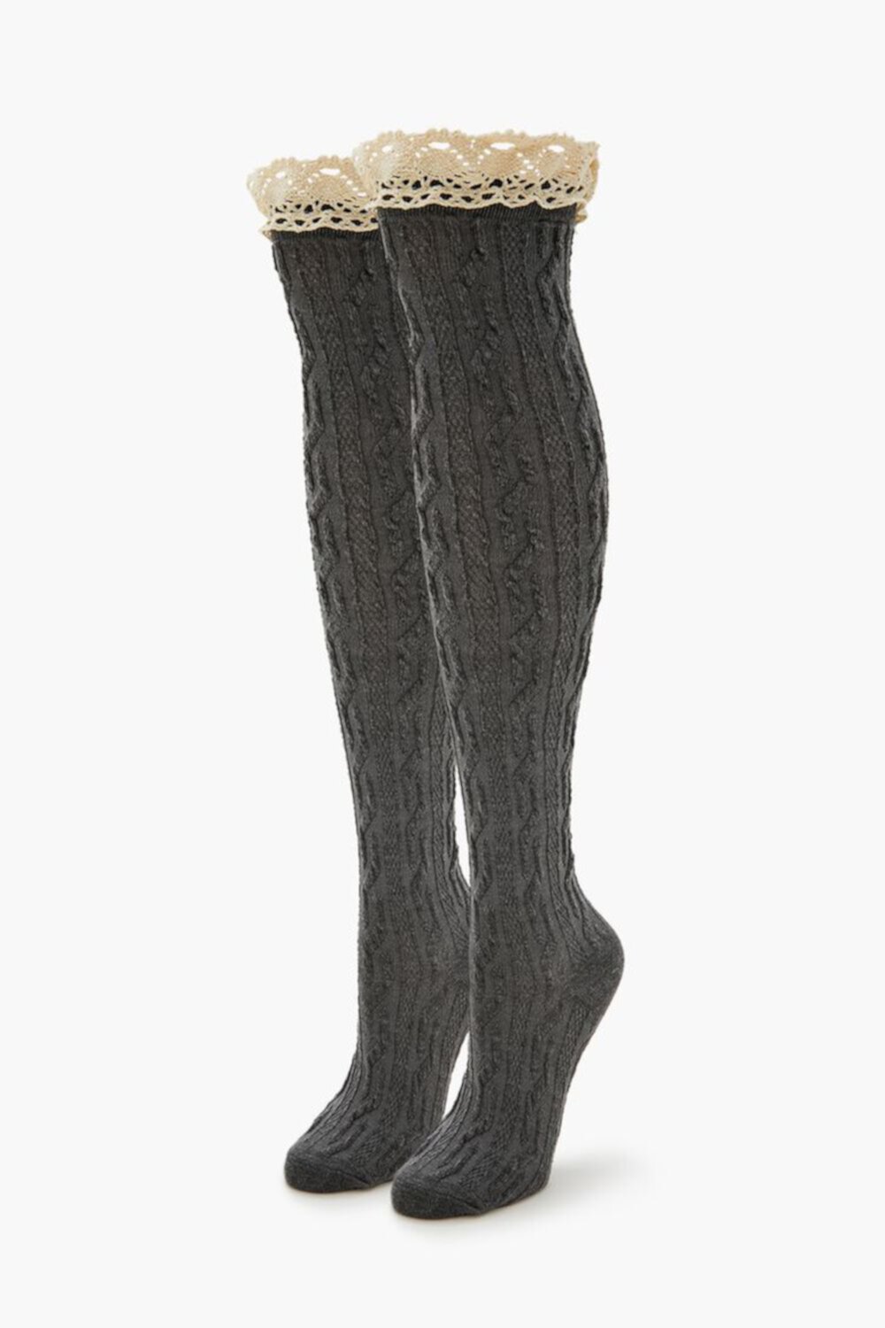 Crochet Lace Thigh-High Socks FOREVER21