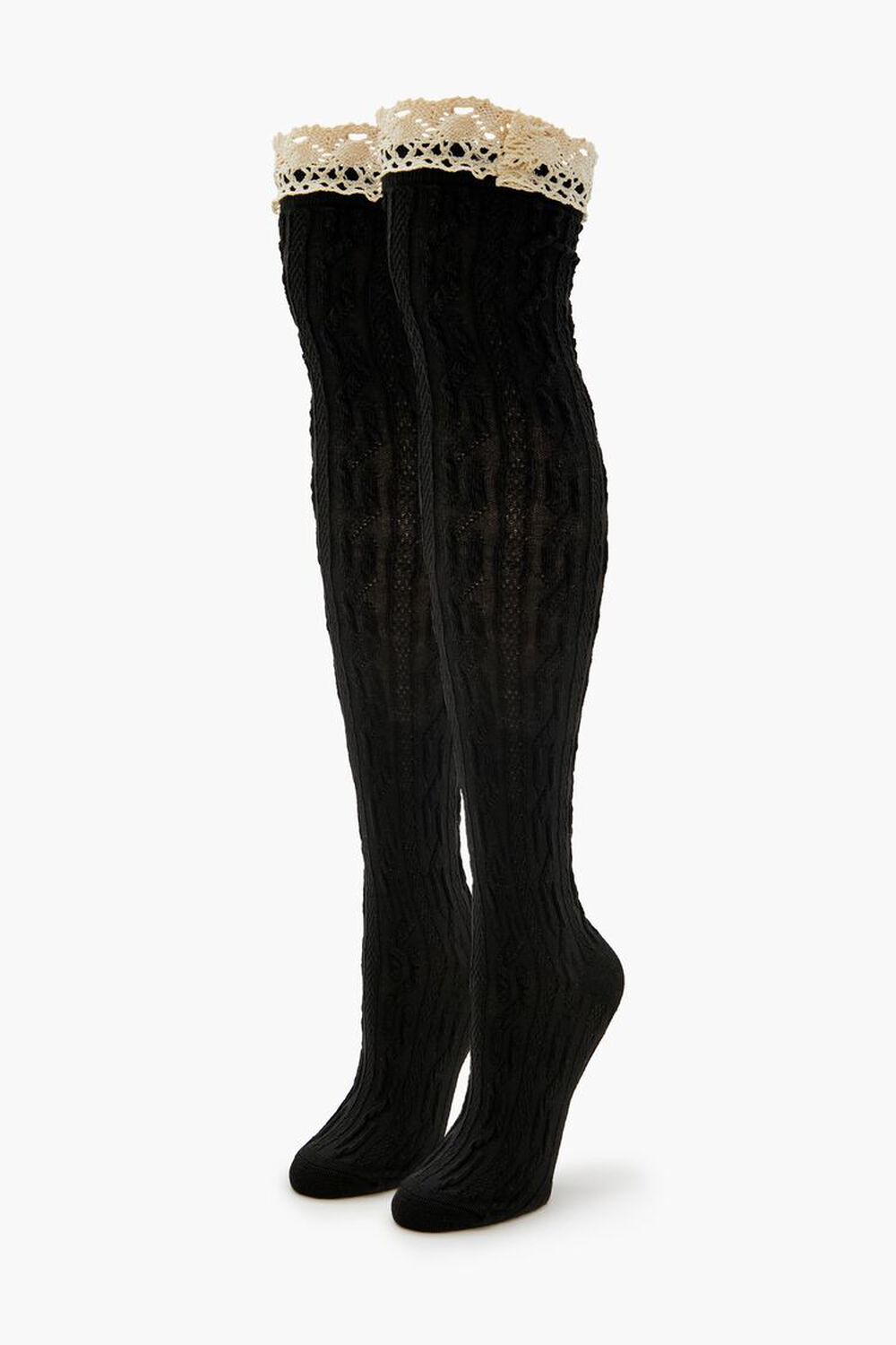 Crochet Lace Thigh-High Socks FOREVER21