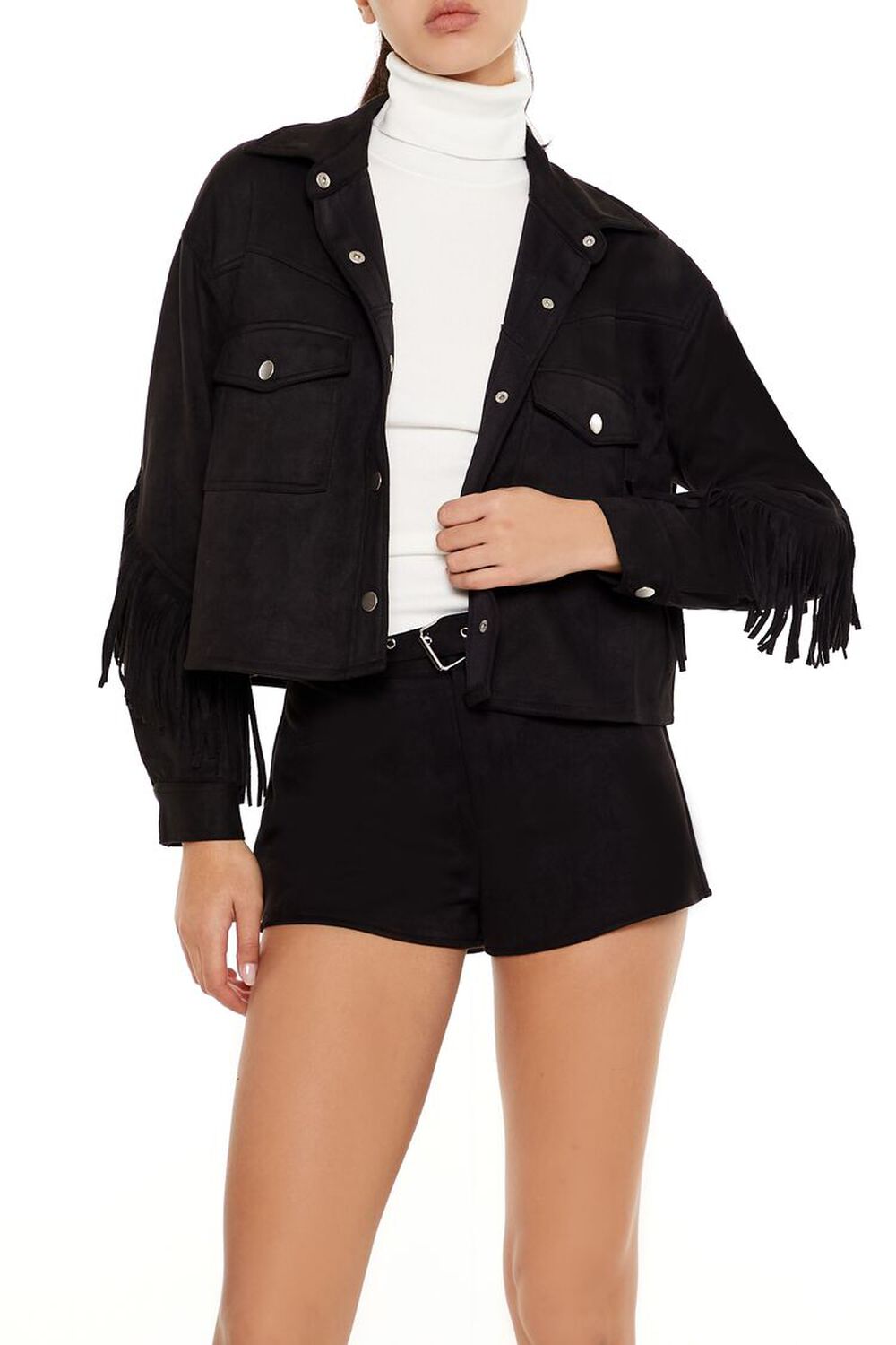 Женская Повседневная куртка FOREVER21 Faux Suede Fringe Shacket FOREVER21