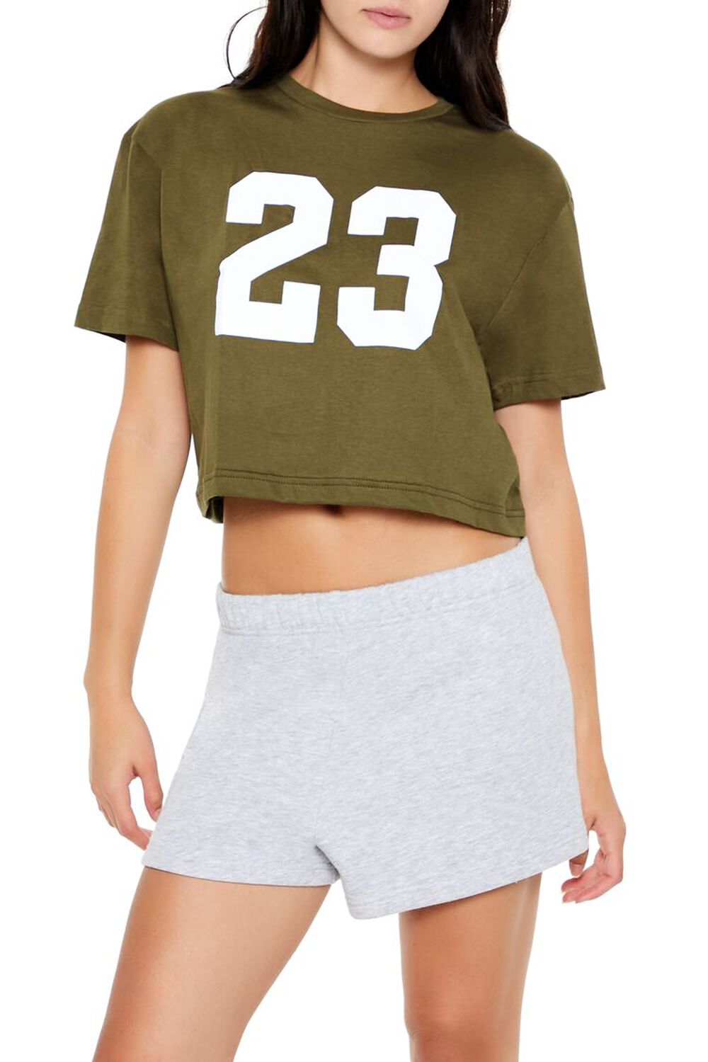 Женская Укороченные футболки FOREVER21 23 Graphic Cropped Tee FOREVER21