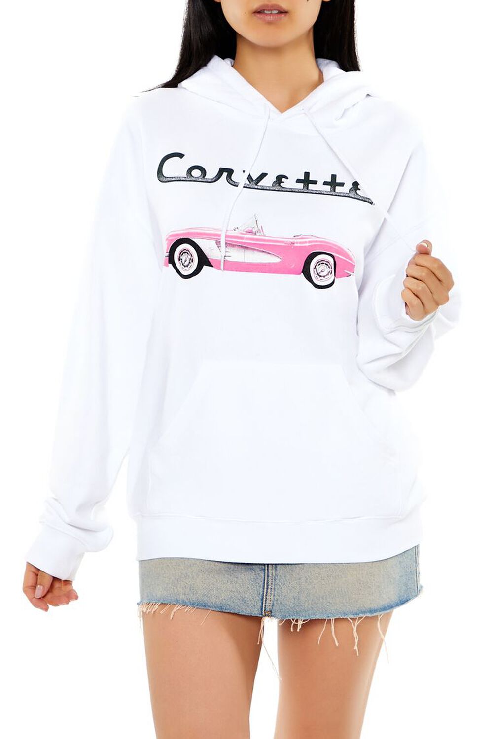 Fleece Corvette Graphic Hoodie FOREVER21