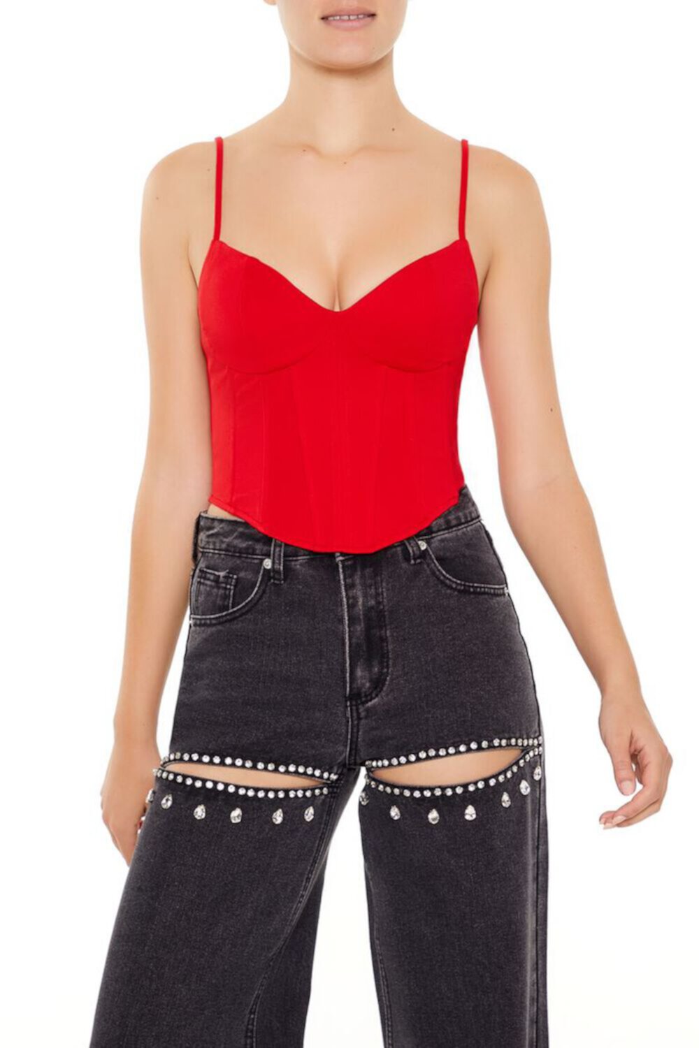 Sweetheart Cropped Bustier Cami FOREVER21