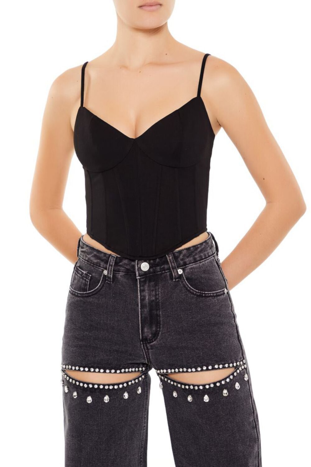 Sweetheart Cropped Bustier Cami FOREVER21