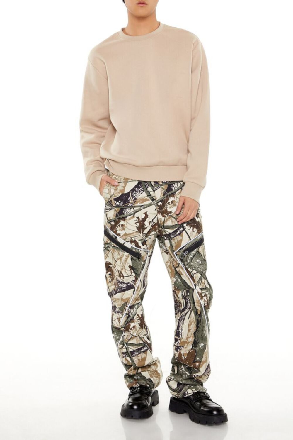 Leaf Print Slim-Fit Pants FOREVER21