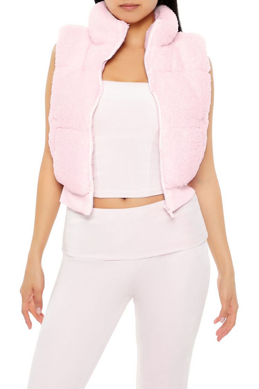 Женский Вязаный жилет FOREVER21 Faux Shearling Zip-Up FOREVER21