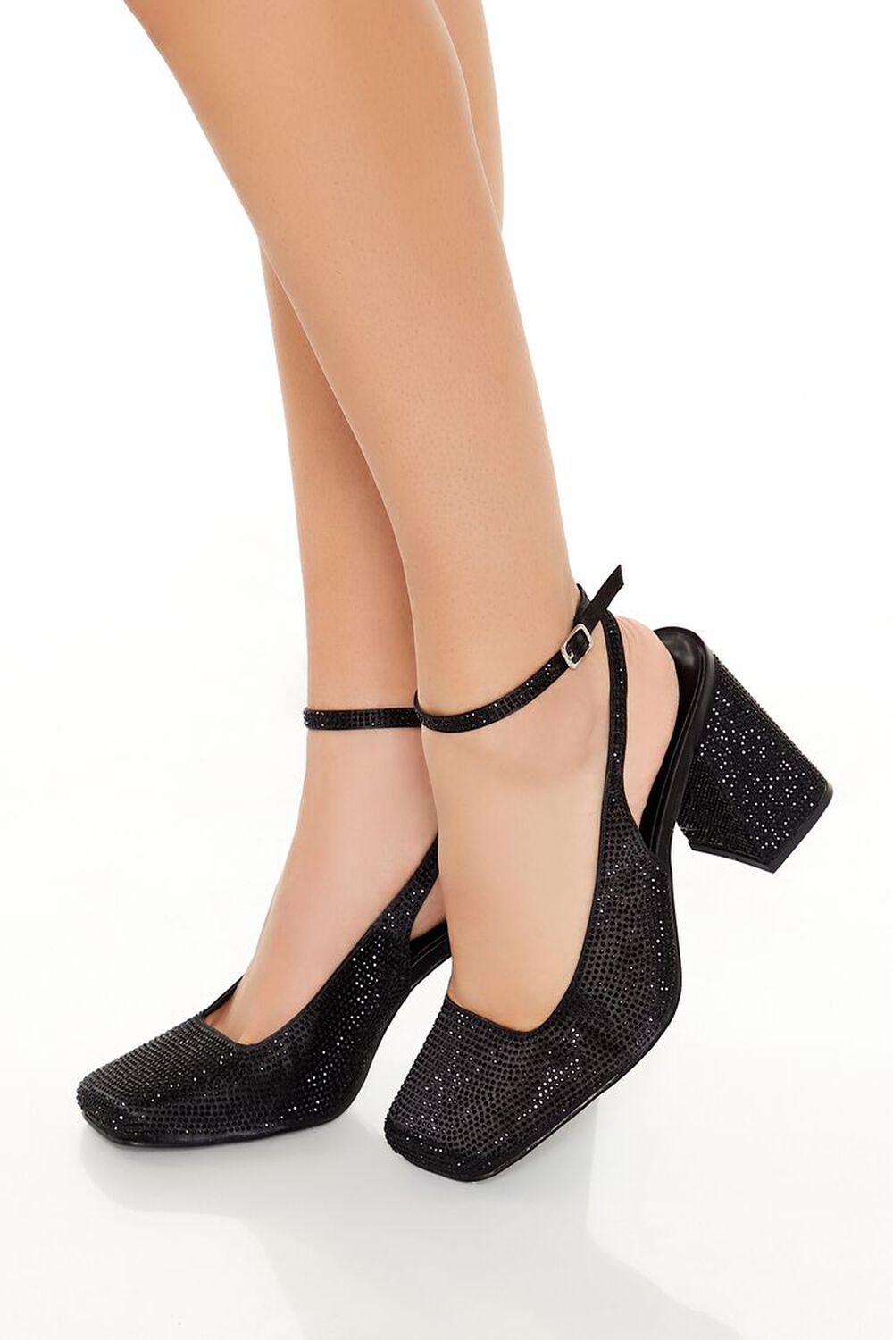 Rhinestone Faux Leather Pumps FOREVER21