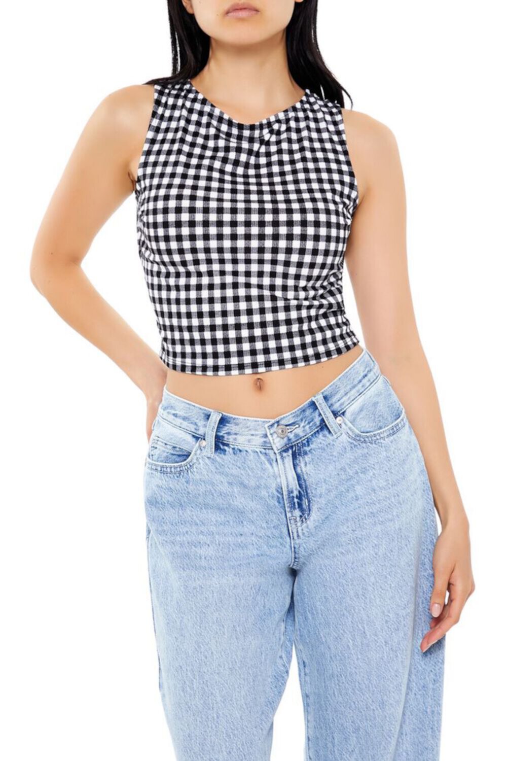 Женская Укороченная футболка FOREVER21 Gingham FOREVER21