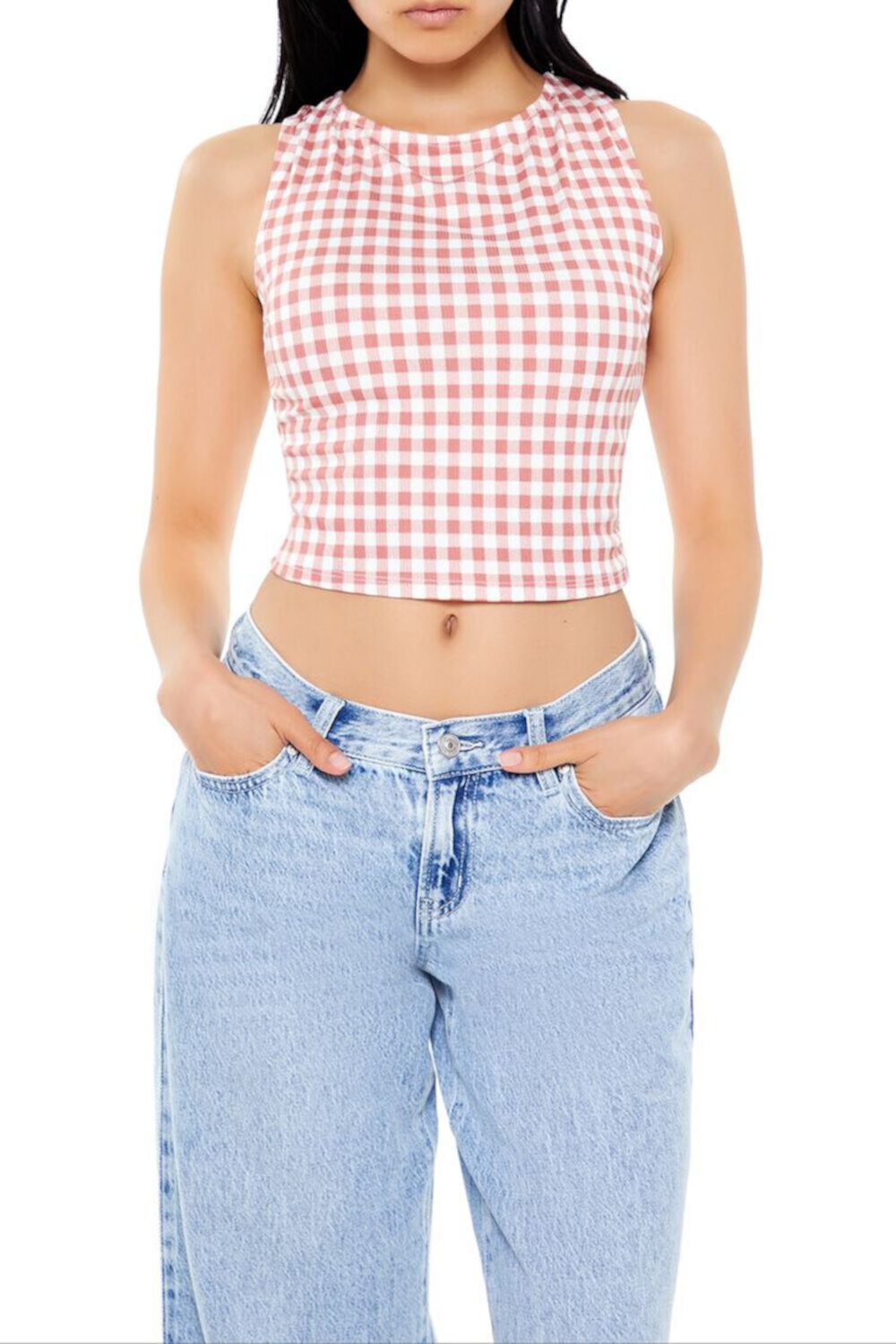 Женская Укороченная футболка FOREVER21 Gingham FOREVER21