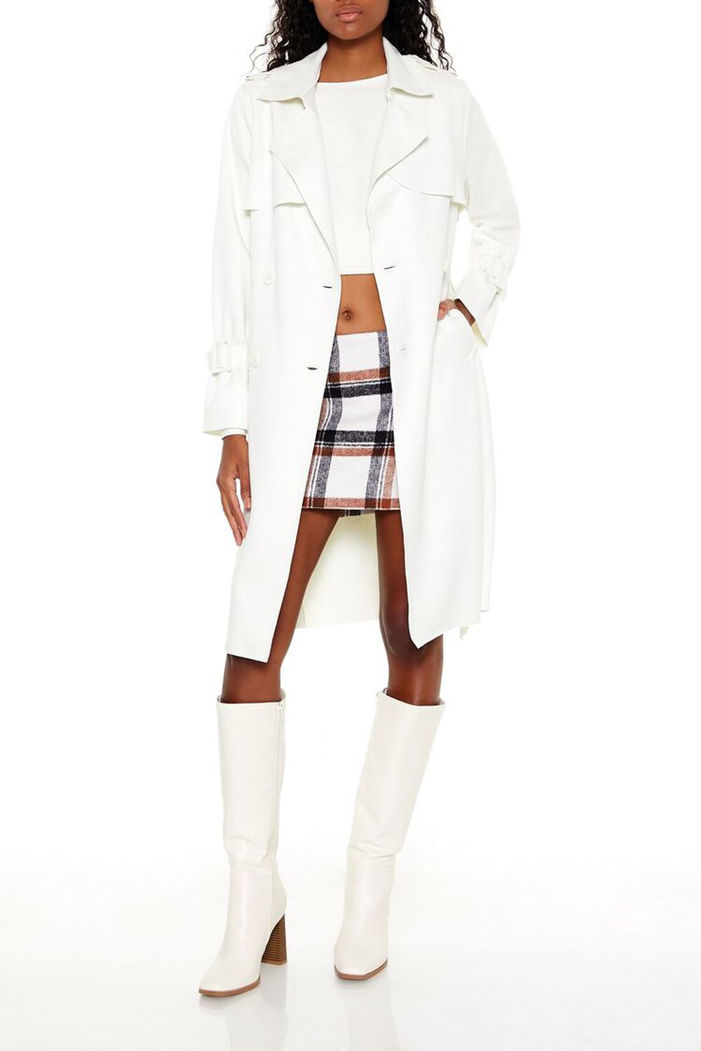 Faux Suede Trench Coat FOREVER21