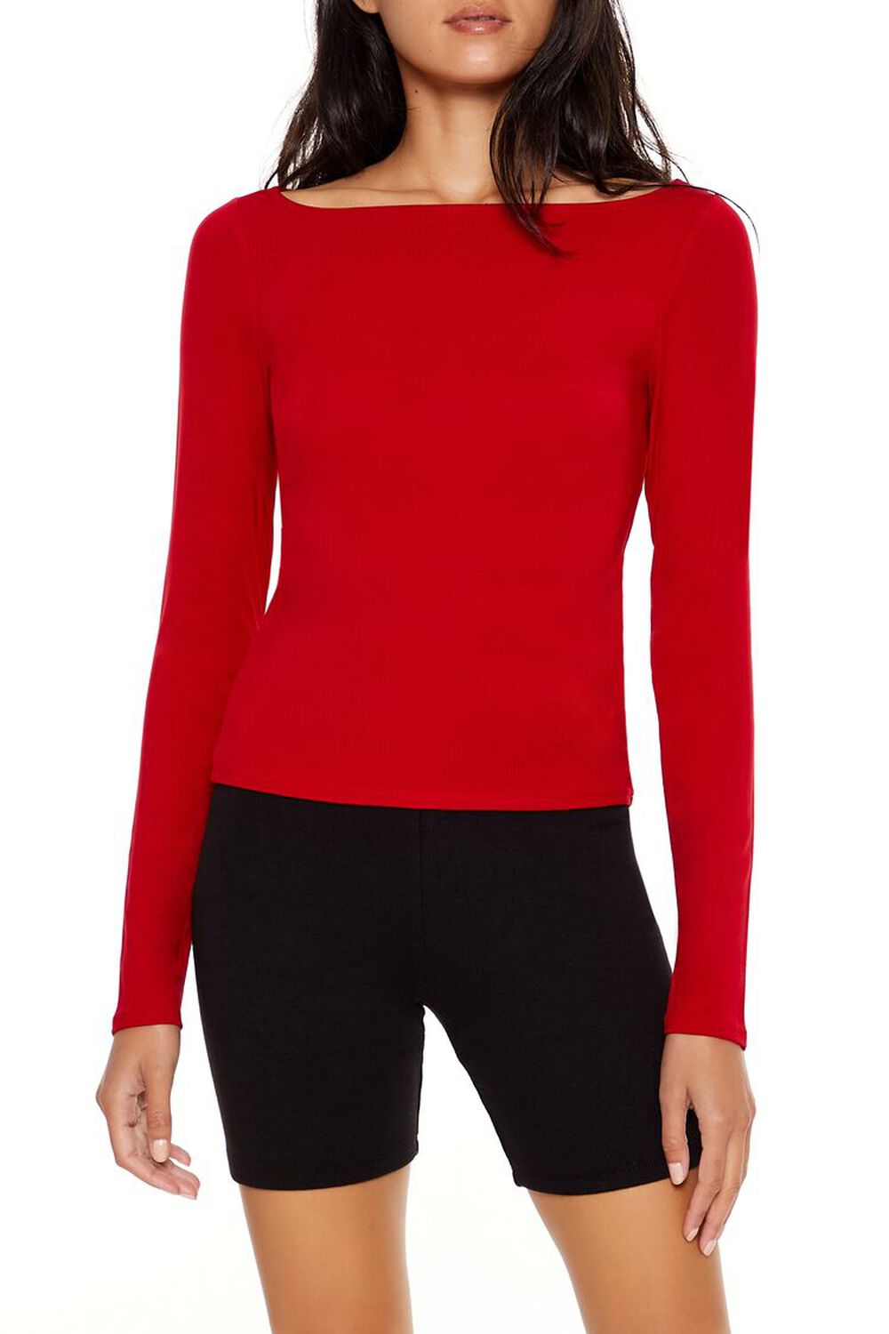 Boat Neck Long-Sleeve Top FOREVER21