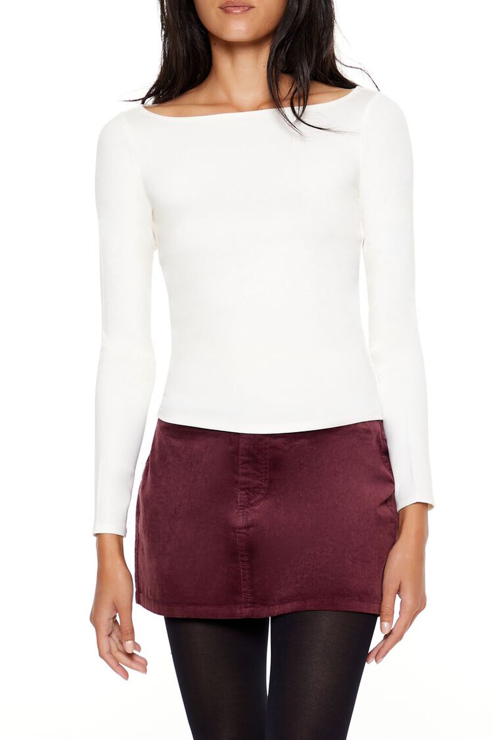 Boat Neck Long-Sleeve Top FOREVER21