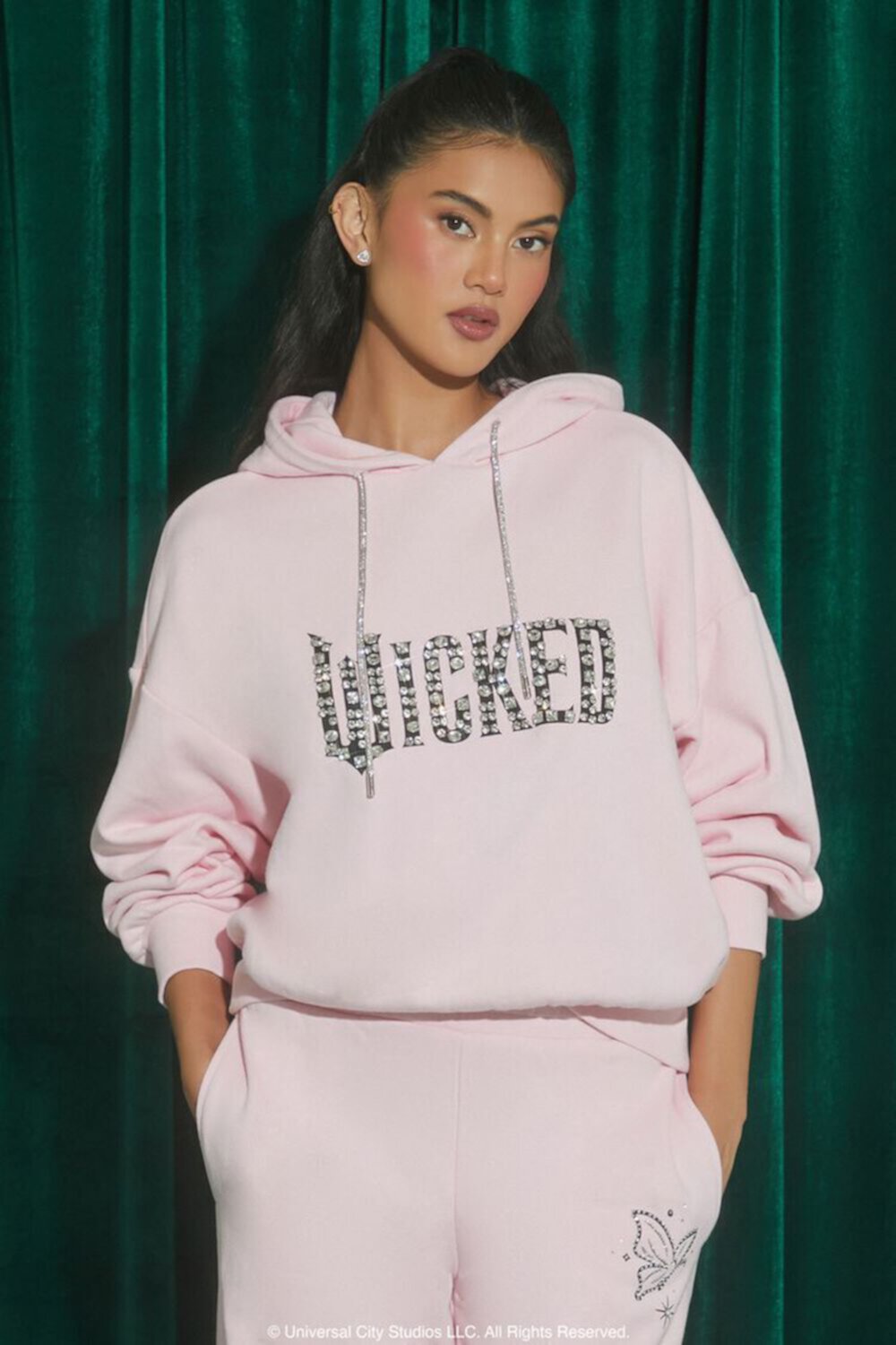 Wicked Faux Gem Fleece Hoodie FOREVER21