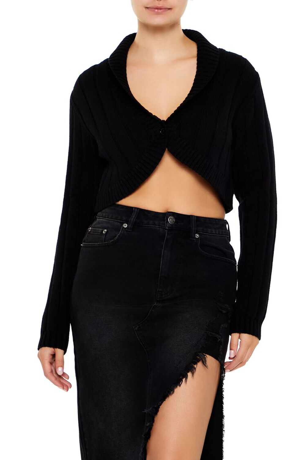 Женский Кардиган FOREVER21 Cropped Rib-Knit FOREVER21