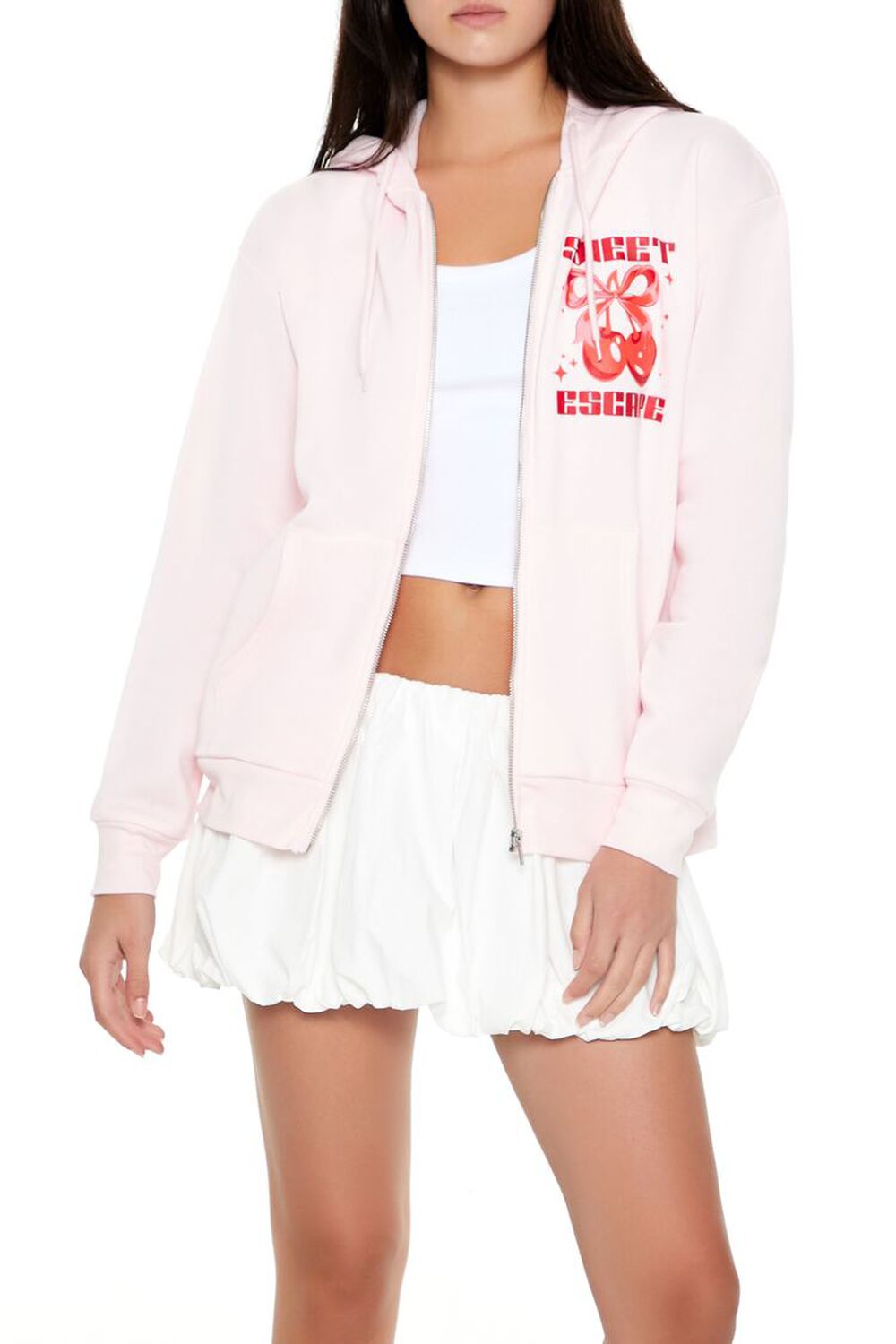 Sweet Escape Cherry Zip-Up Hoodie FOREVER21