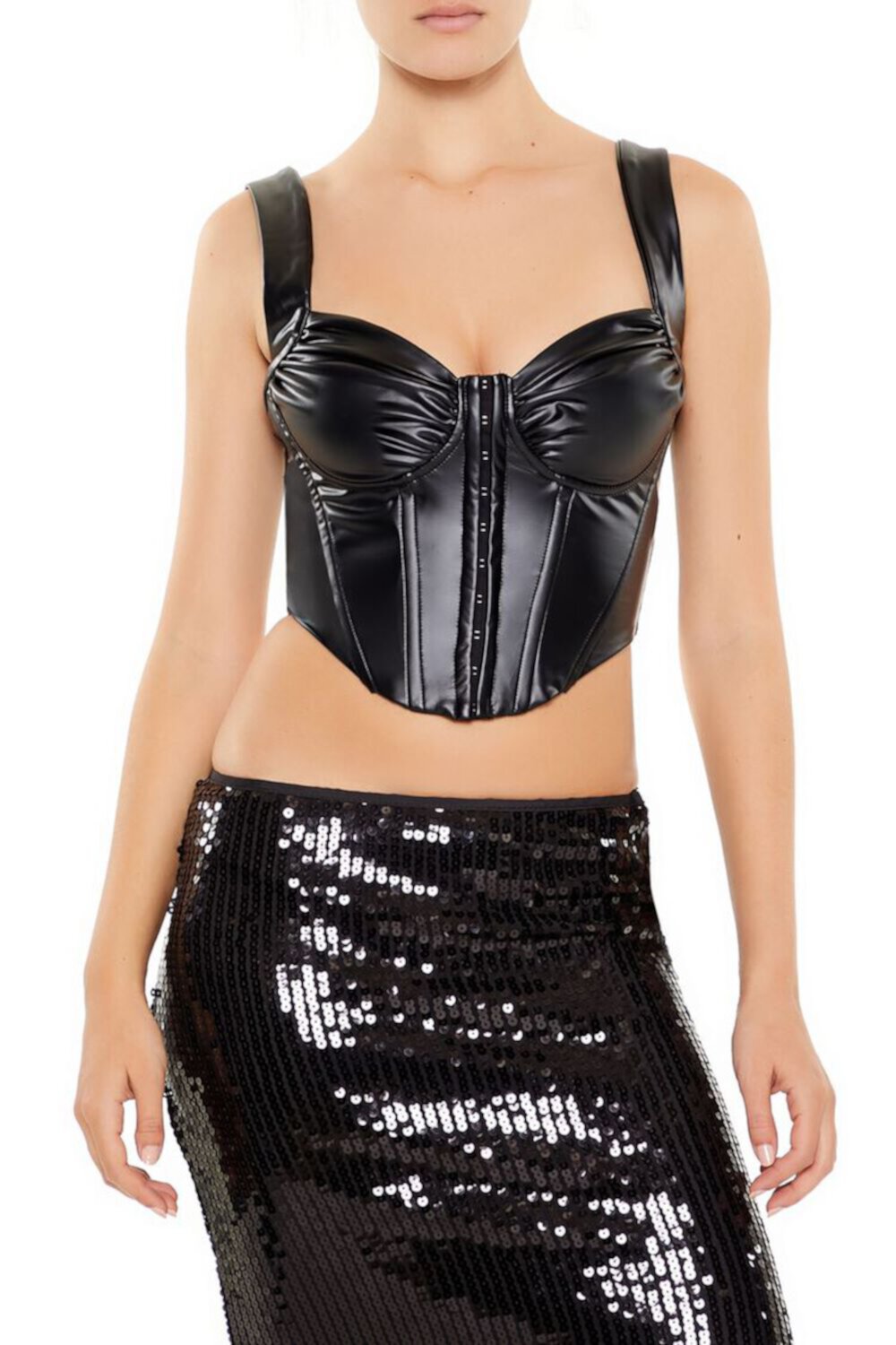 Женская Укороченная футболка FOREVER21 Faux Leather Bustier FOREVER21