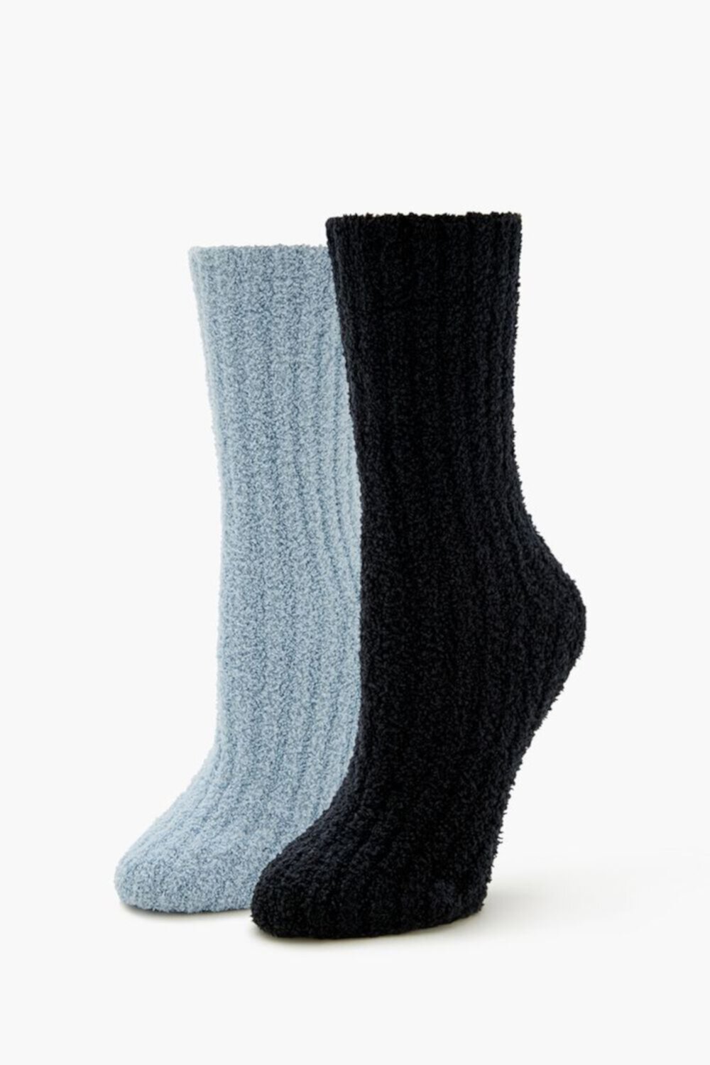 Fuzzy Ribbed Knit Crew Socks - 2 Pack FOREVER21