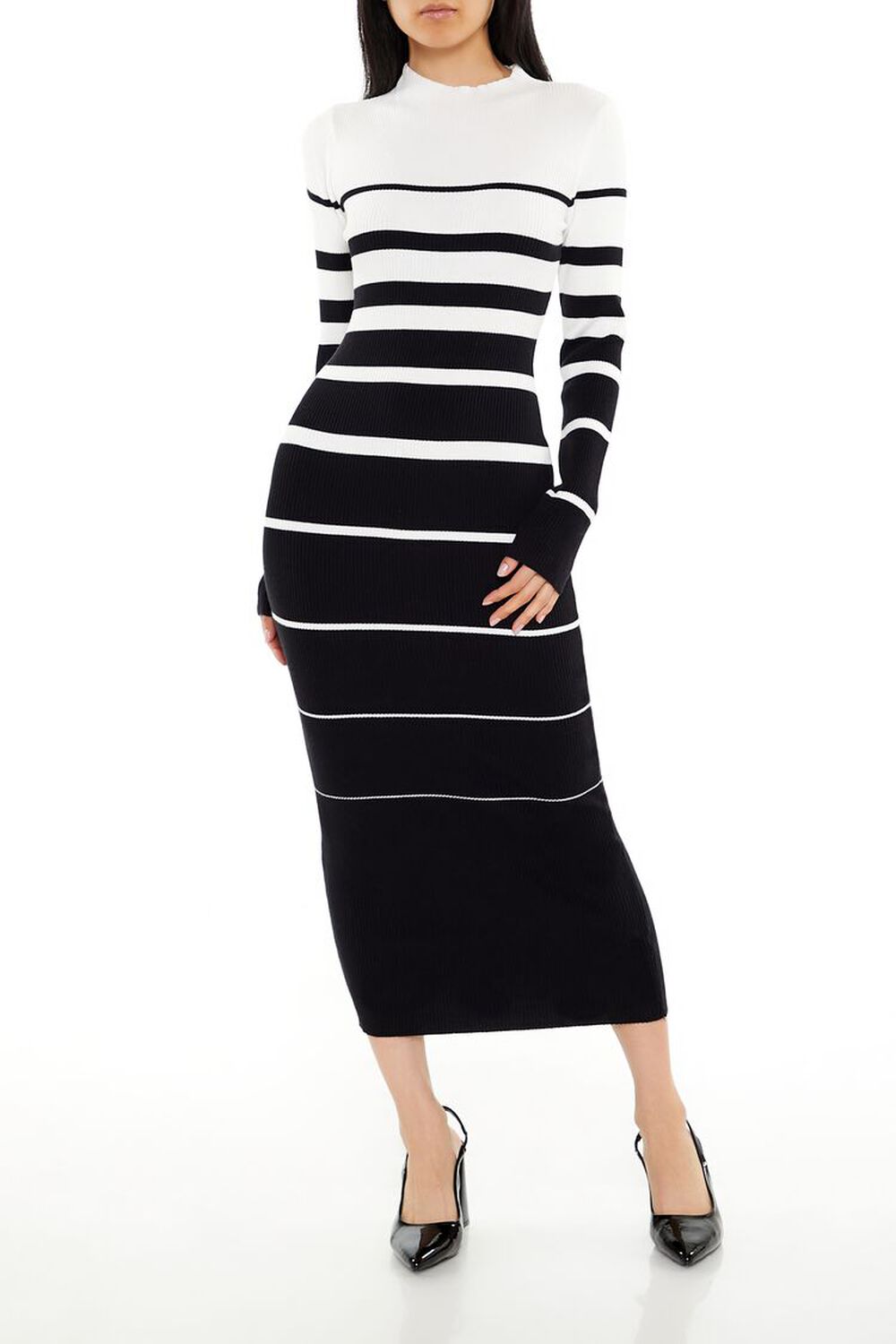 Striped Midi Sweater Dress FOREVER21