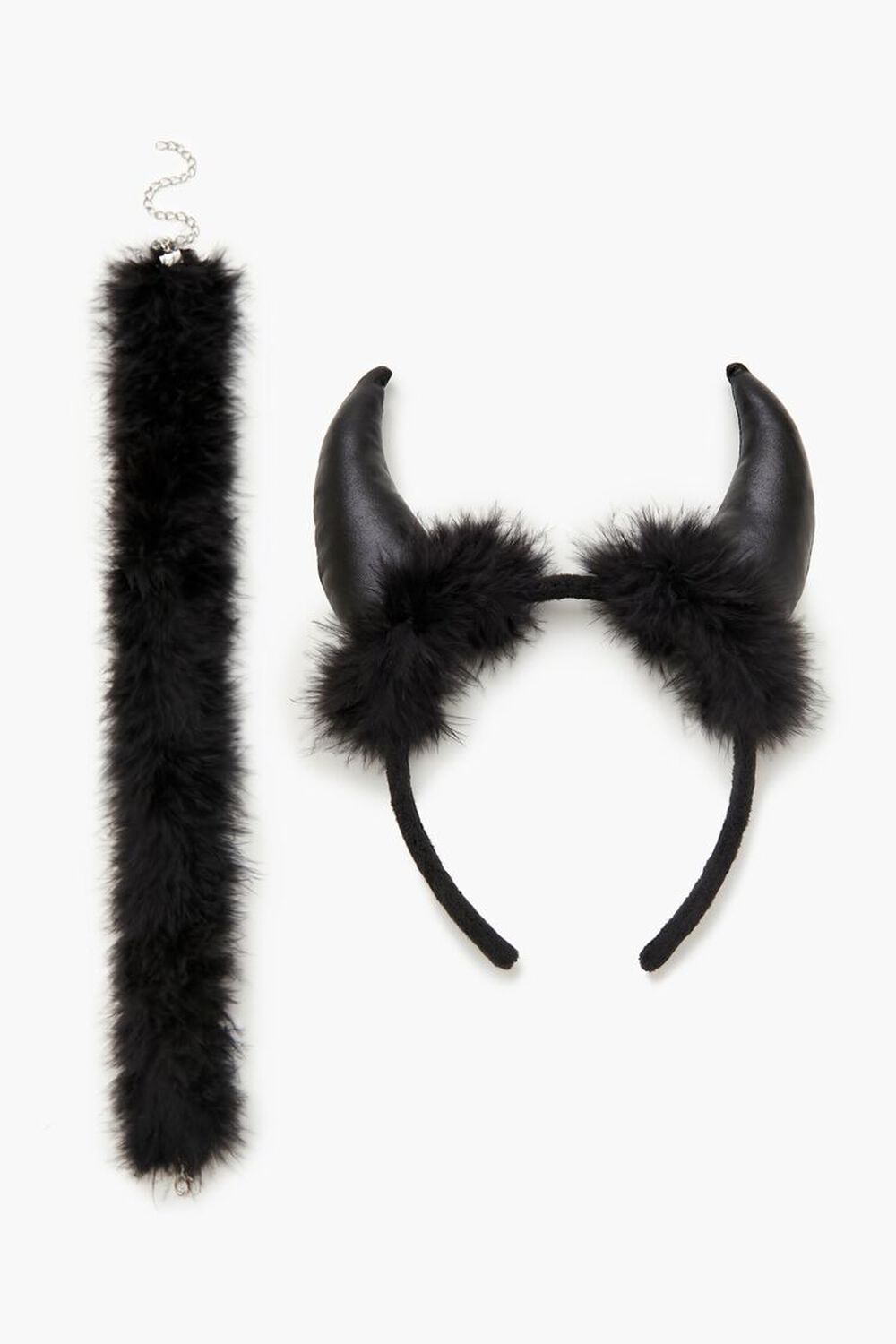 Faux Fur Horns Headband & Necklace Set FOREVER21