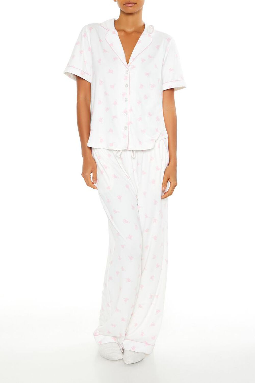 Ice Skate Shirt & Pants Pajama Set FOREVER21