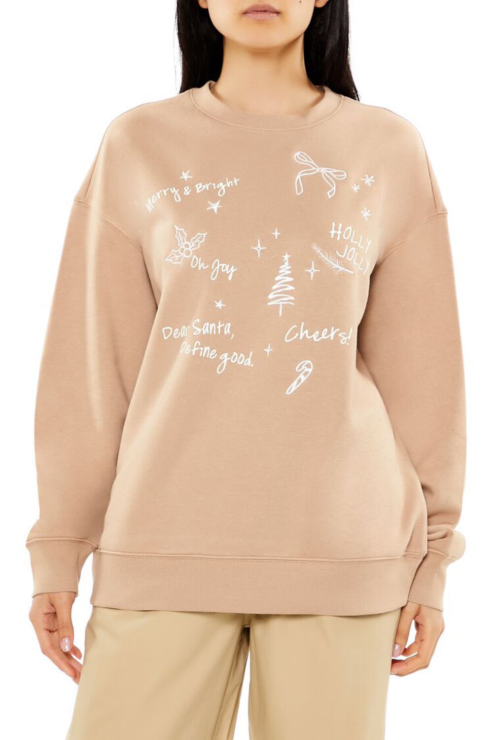 Женская Толстовка FOREVER21 Christmas Doodle Fleece Pullover FOREVER21