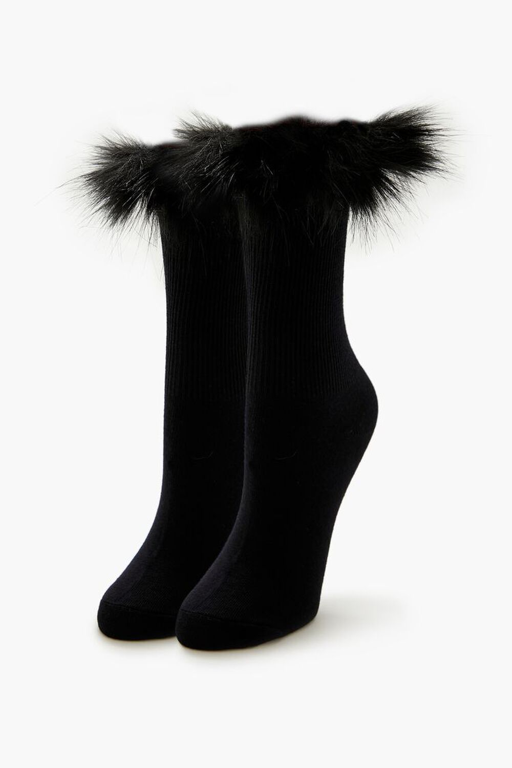 Faux Fur-Trim Crew Socks FOREVER21