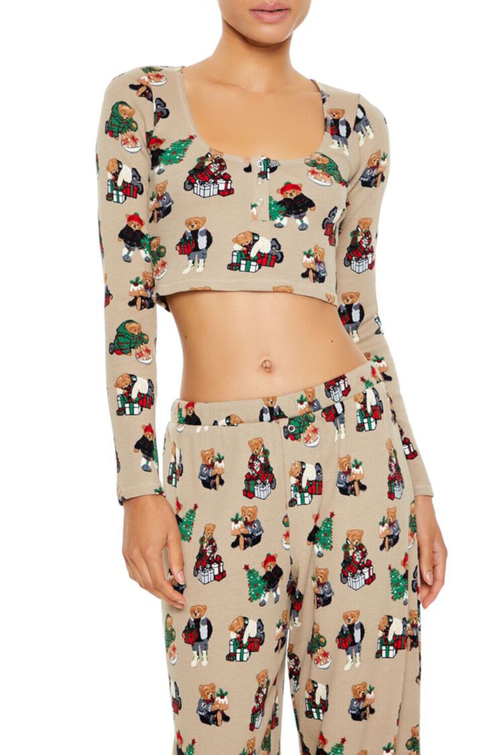 Christmas Teddy Bear Pajama Top FOREVER21